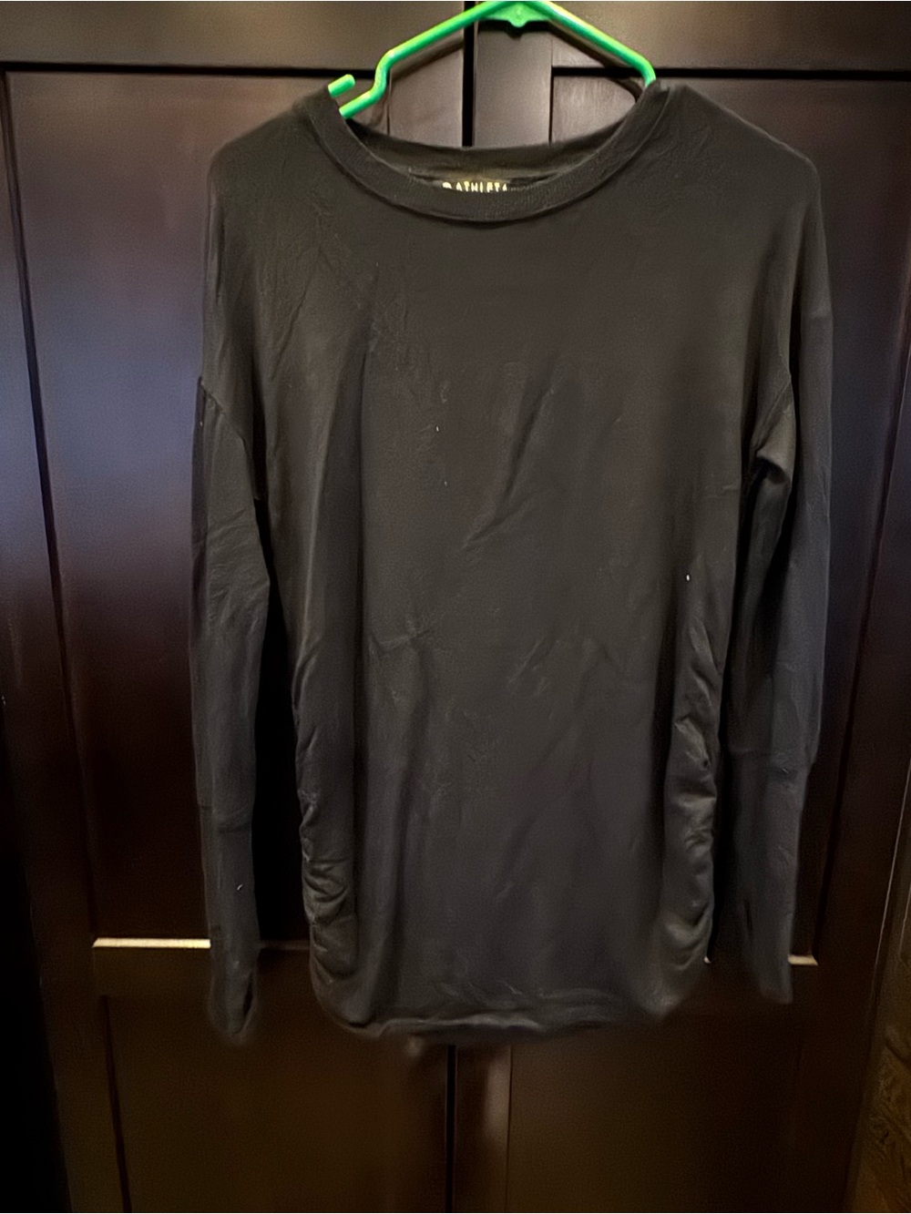Athleta Black Long-Sleeve Crew   Sweatshirt